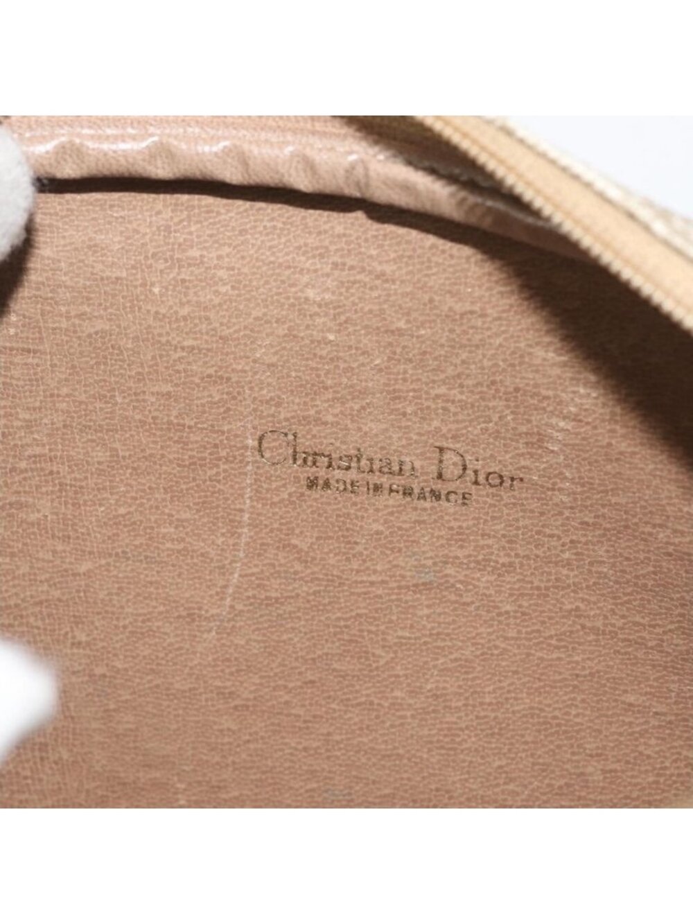 Authentic Christian Dior Honeycomb Canvas Shoulder Bag PVC Beige Gold - Picture 3 of 16